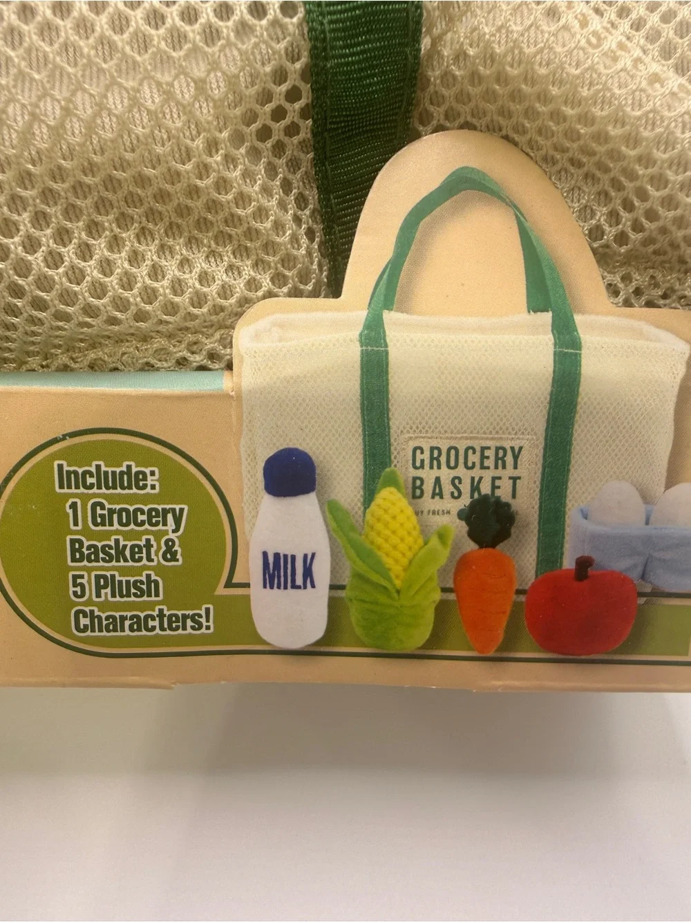 Kids Grocery Basket play set with 5 plush characters new with tags